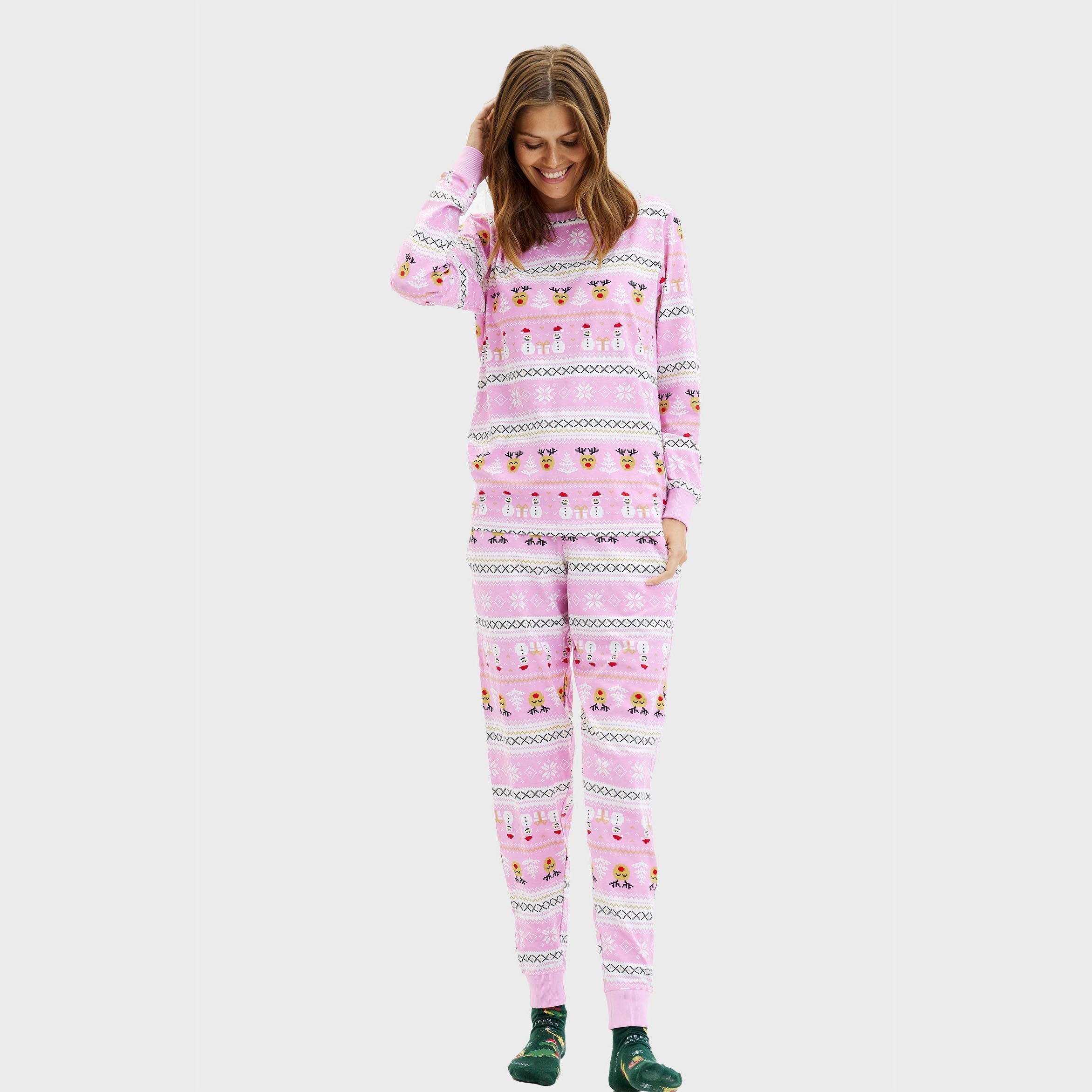 Ultimativer Weihnachtspyjama pink - Damen.